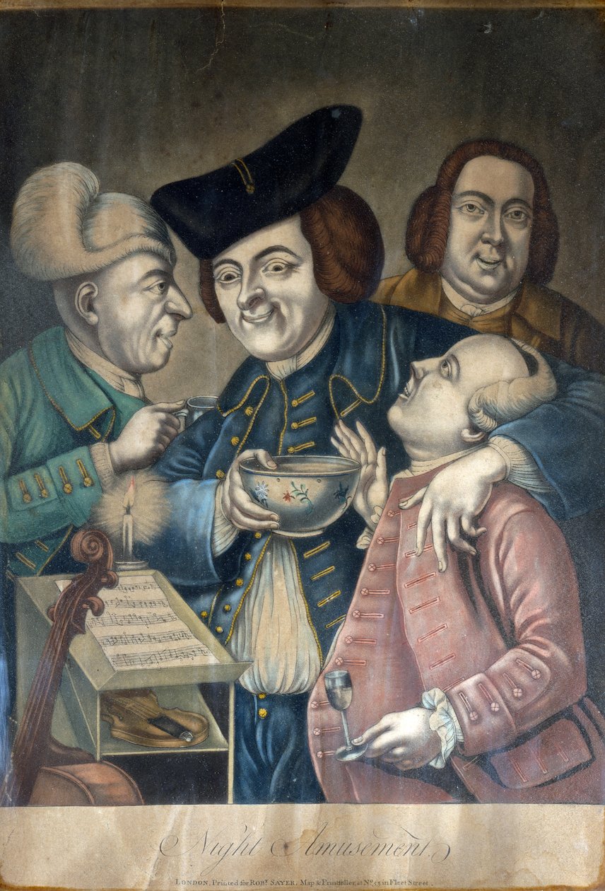 Gece Eğlenceleri, c.1770 (el renkli mezzotint) by English School