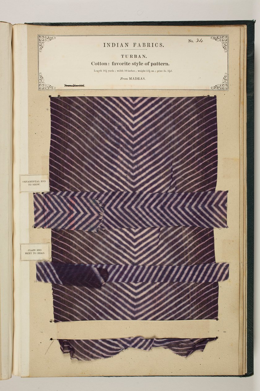 No. 34: John Forbes Watson tarafından derlenen Turban, Indian Fabrics by English School