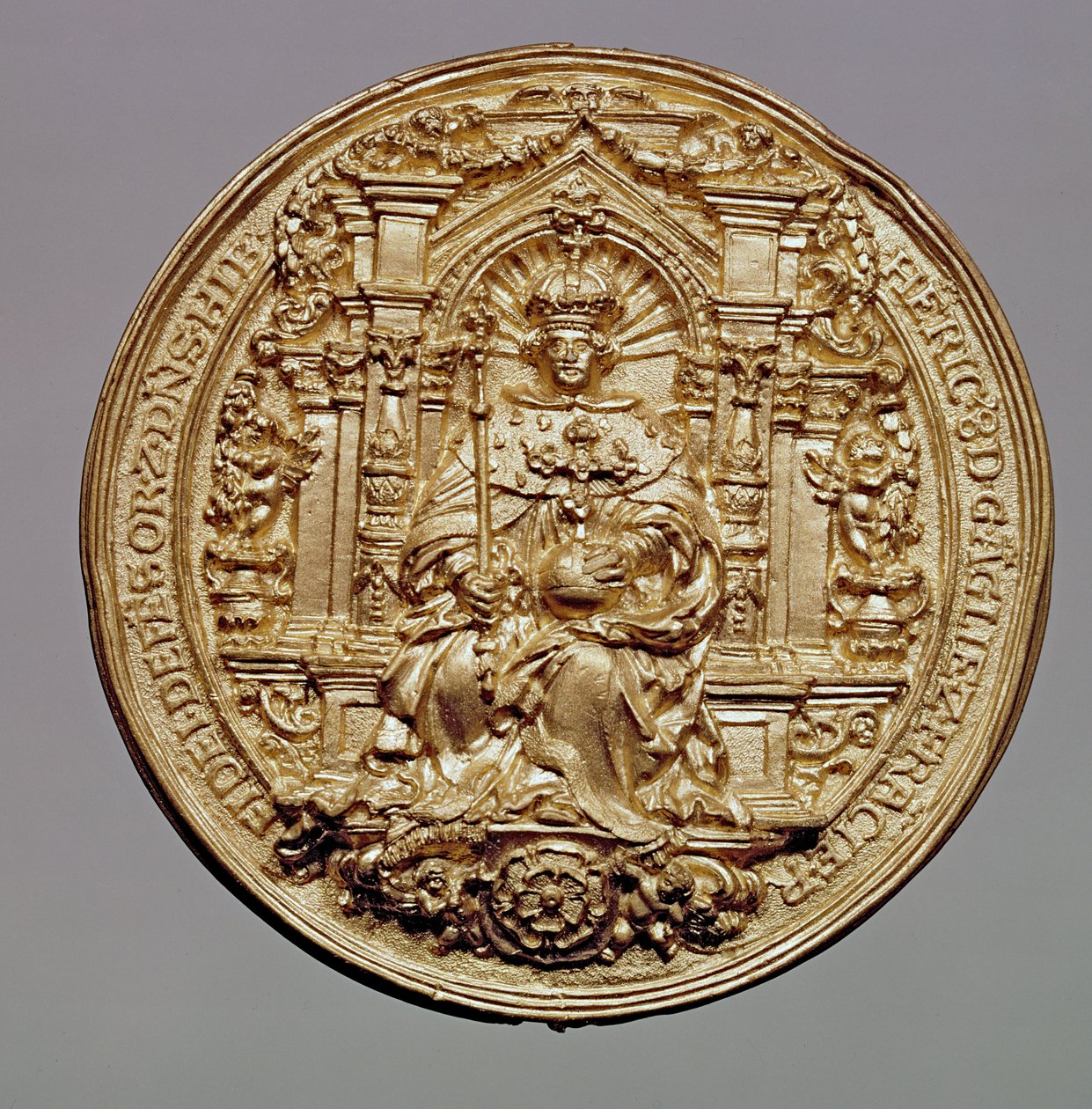 Henry VIII (1491-1547) (altın) mührünün ön yüzü (tersi için 181809