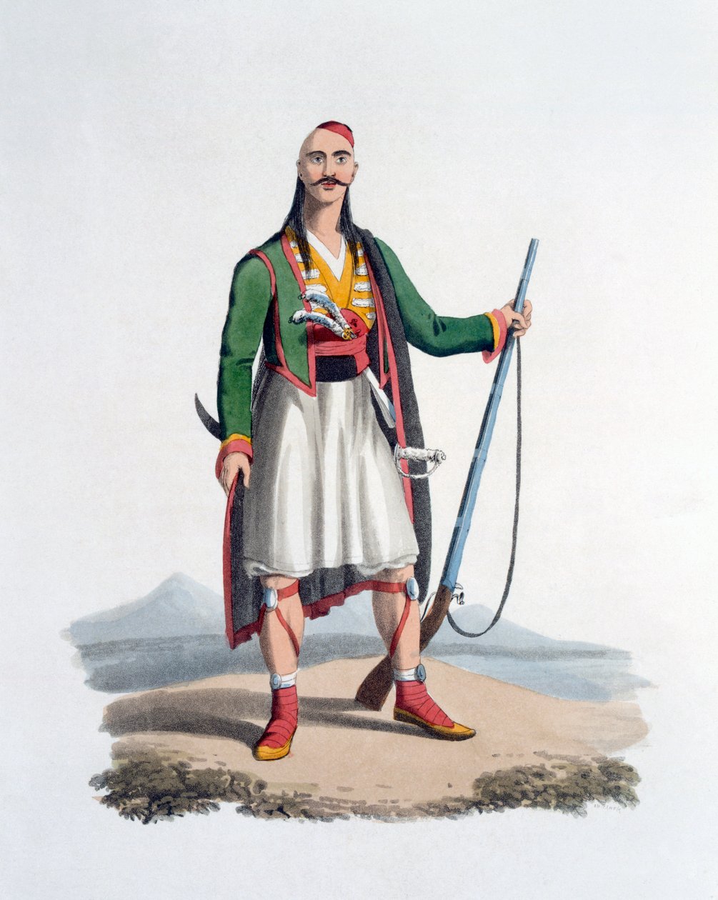 Spahilerin Subayı, 1818 (renkli aquatint) by English School
