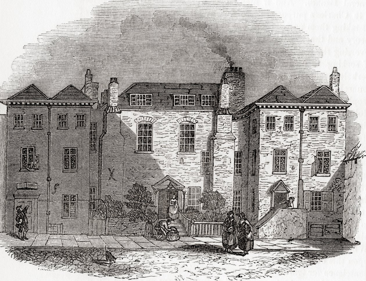 Oliver Cromwell'in evi, Clerkenwell Close, Londra, İngiltere, Old England: A Pictorial Museum, pub. 1847 by English School