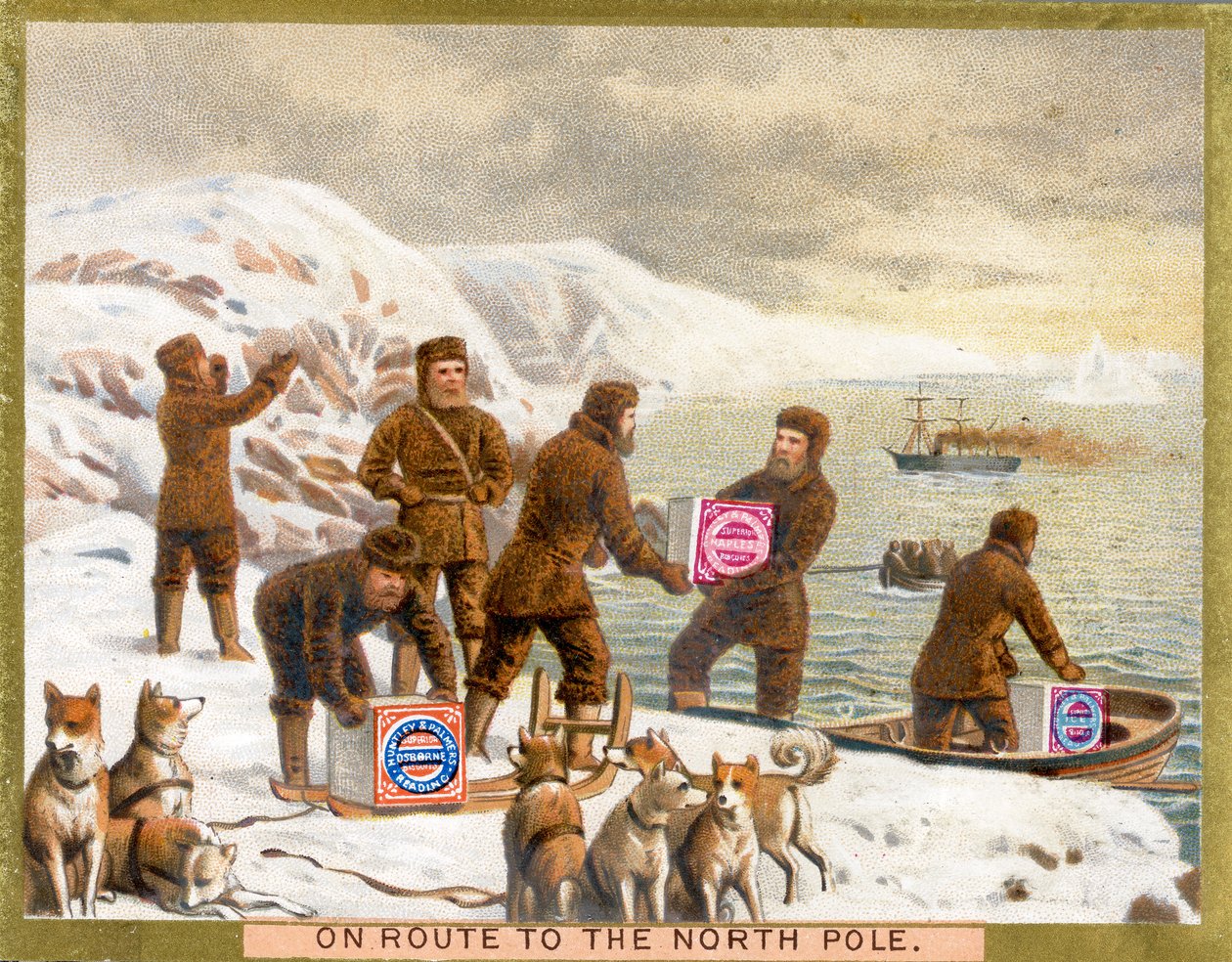 Kuzey Kutbuna Giden Yolda, Huntley & Palmers Biscuits için bir promosyon kartı, 1890 dolayları by English School