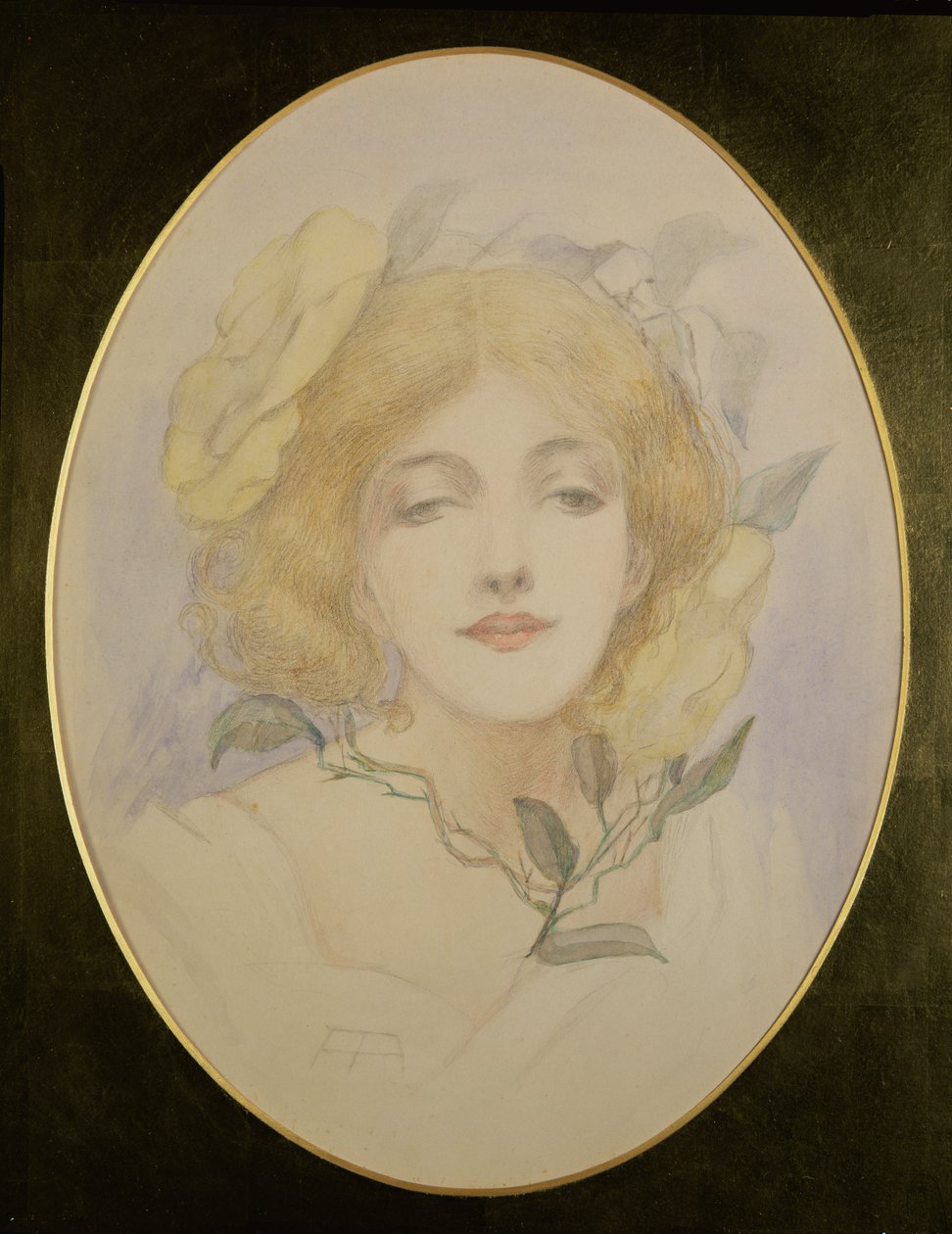Ophelia, c.1890 (kağıt üzerine sulu boya) by English School
