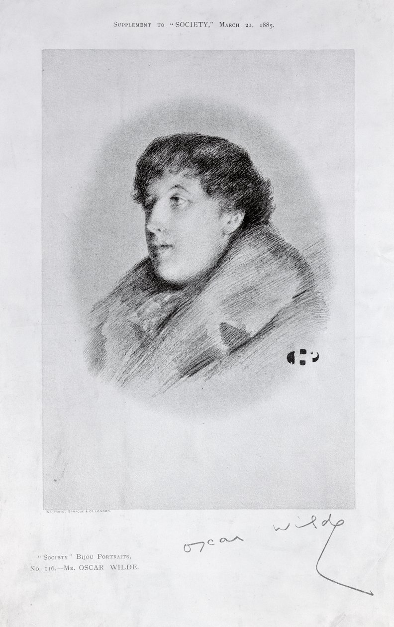 Oscar Wilde (1854-1900) Bir Bijou Portresi, Toplumdan by English School