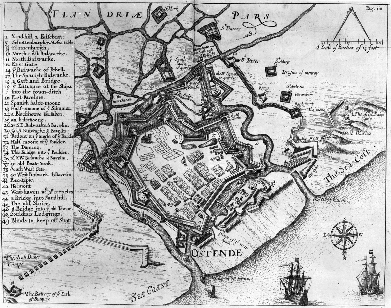 Ostende, Francis Vere (1560-1609), pub. William Dillingham, 1657 (gravür) by English School