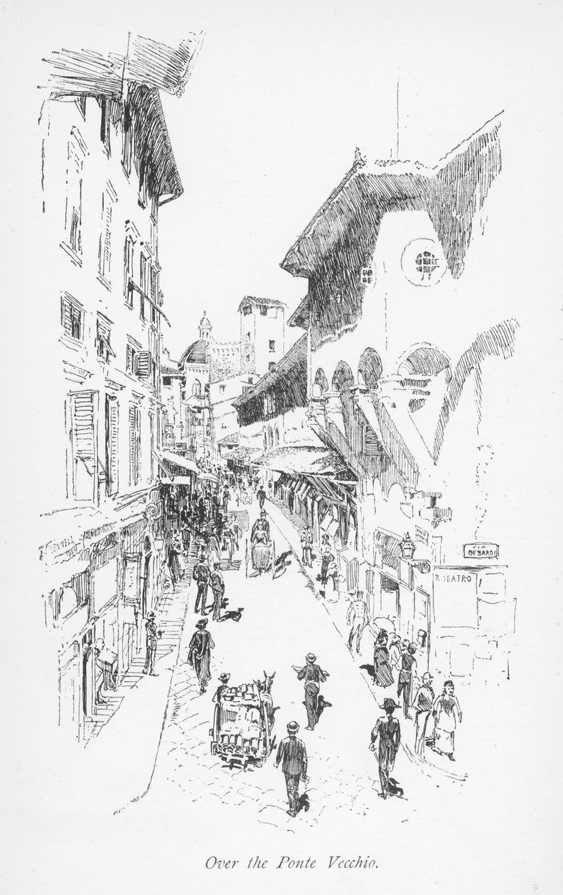 Ponte Vecchio üzerinde (lito) by English School
