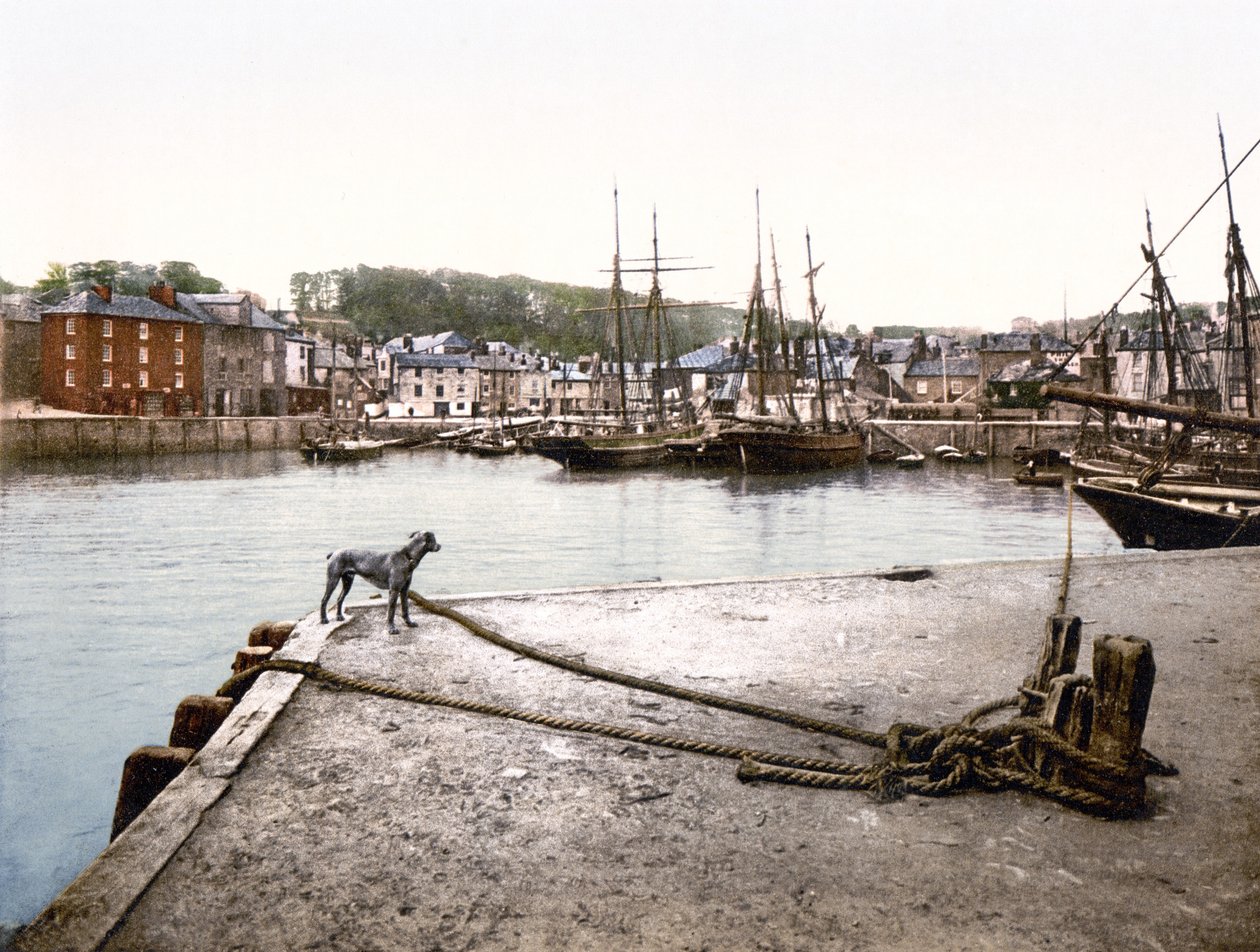 Padstow Quay (el ile renklendirilmiş fotoğraf) by English School