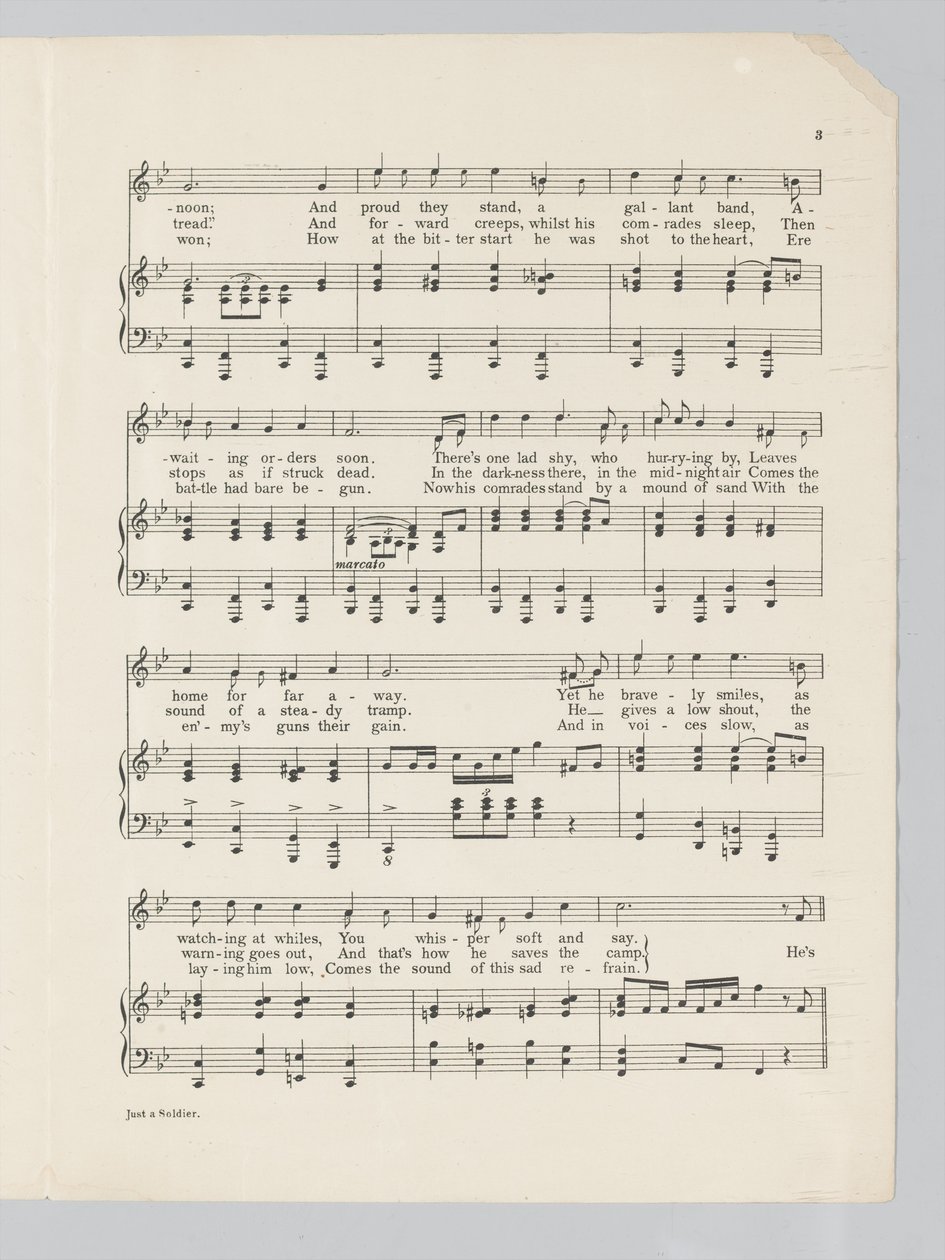 Just a Soldier şarkısının müzik notasının 3. Sayfası by English School