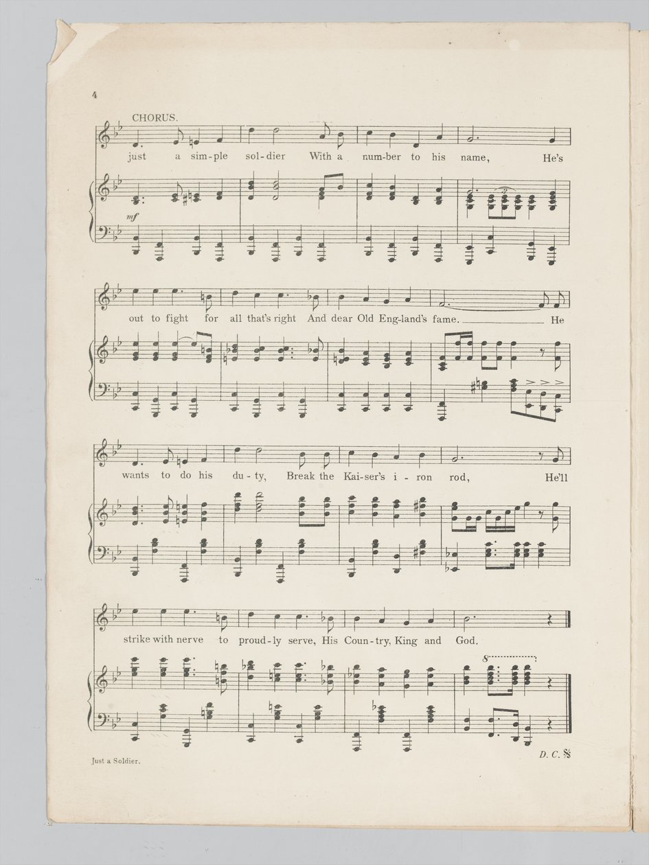 Just a Soldier şarkısının müzik notasının 4. sayfası by English School