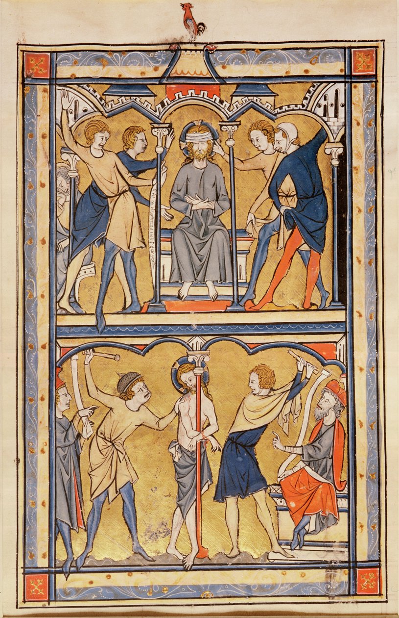 Bir mezmurdan sayfa, c.1270 (parşömen üzerinde tempera) by English School
