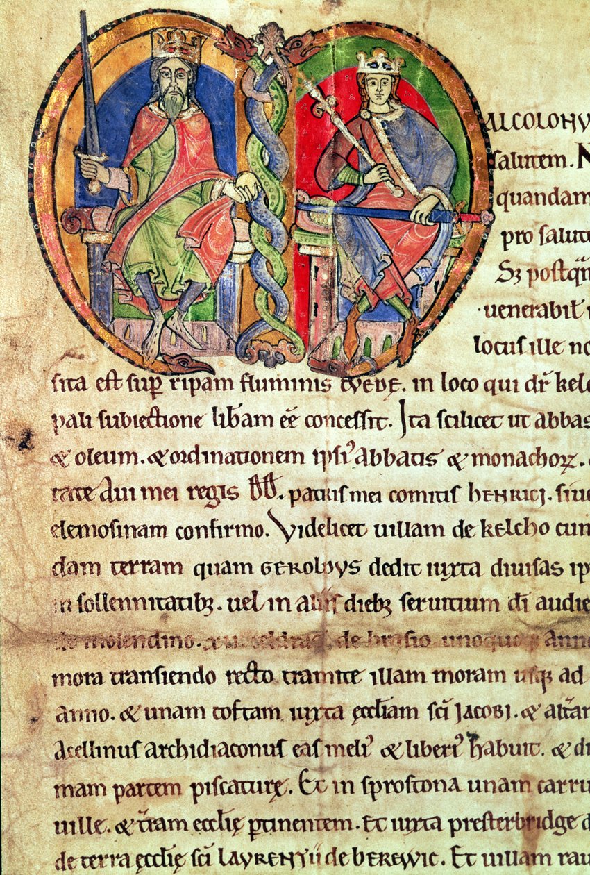 Kral David I (1084-1153) ve torunu Malcolm IV (1141-65) 1159