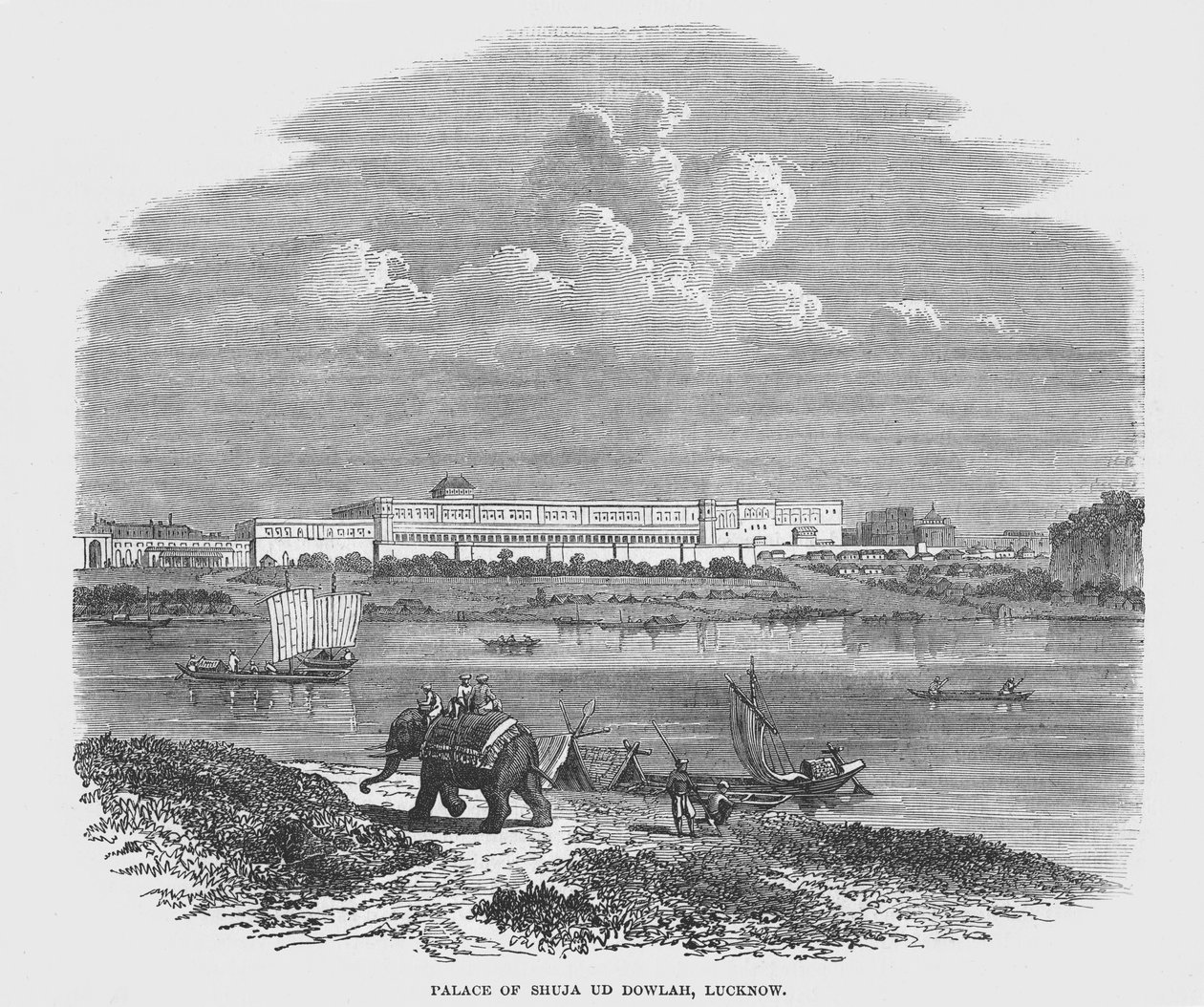 Shuja Ud Dowlah Sarayı, Lucknow (gravür) by English School