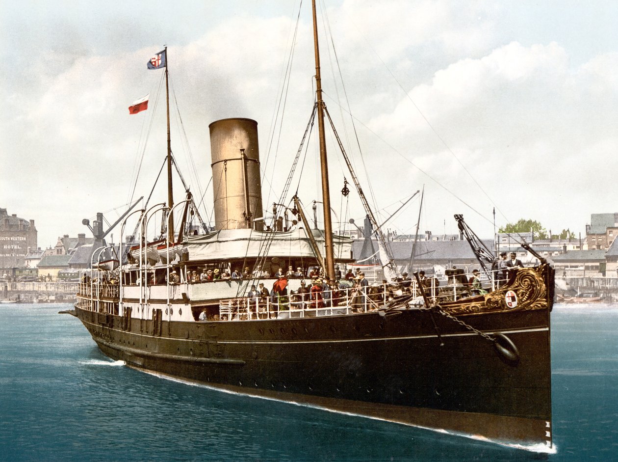 Yolcu kruvazörü (el ile renklendirilmiş fotoğraf) by English School