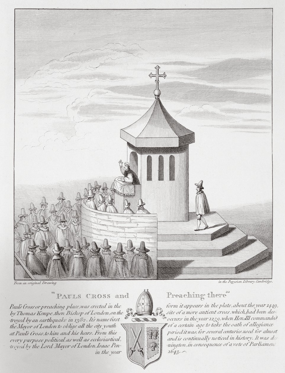 Pauls Cross ve orada Vaaz, 1809 by English School