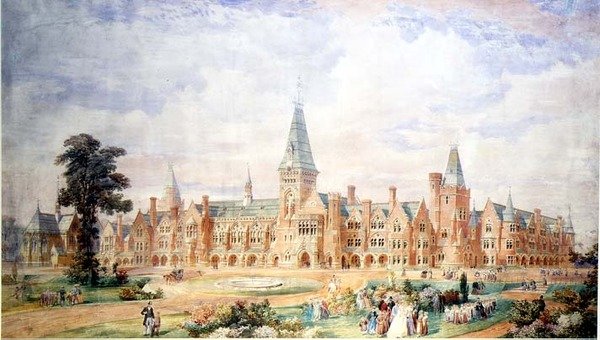 Bir okul veya kolej için perspektif tasarımı, c.1865 by English School