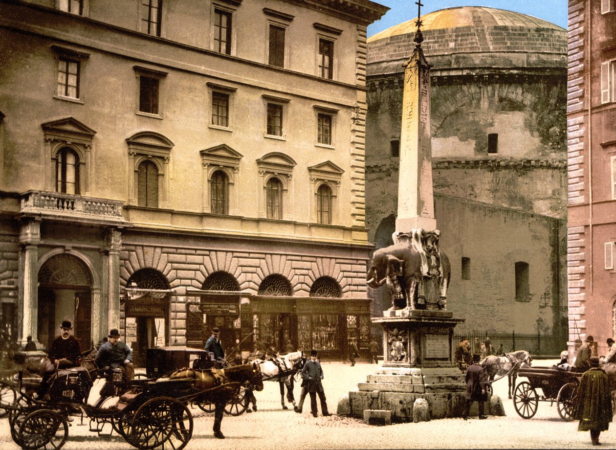 Piazza di Minerva, Roma (el renkli fotoğraf) by English School