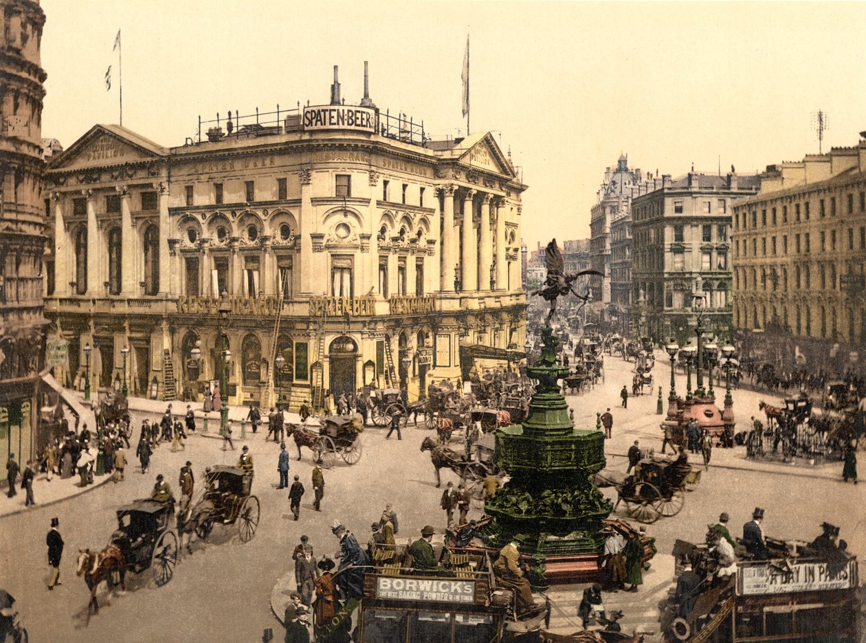 Piccadilly Circus, Londra (el ile renklendirilmiş fotoğraf) by English School