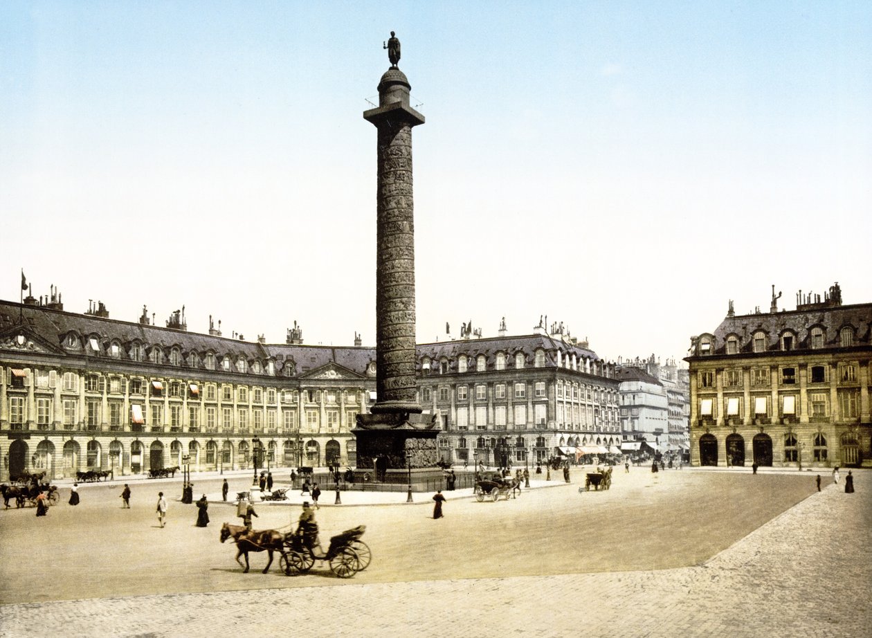 Place de la Colonne Vendome, Paris (el boyaması fotoğraf) by English School