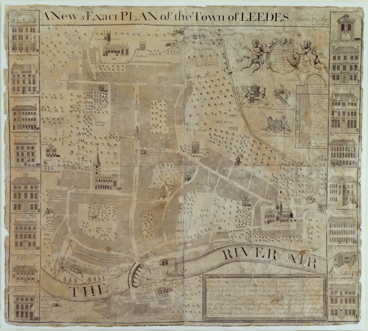 John Cossins tarafından incelenen Leeds Planı, c.1730 by English School