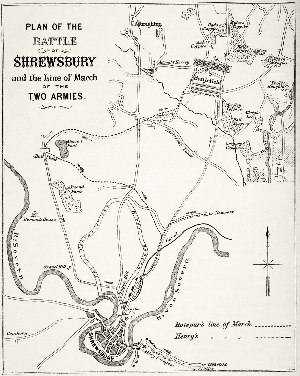 Shrewsbury Savaşı Planı, 21 Temmuz 1403, William Hickman Smith Aubrey (1858-1916) tarafından 