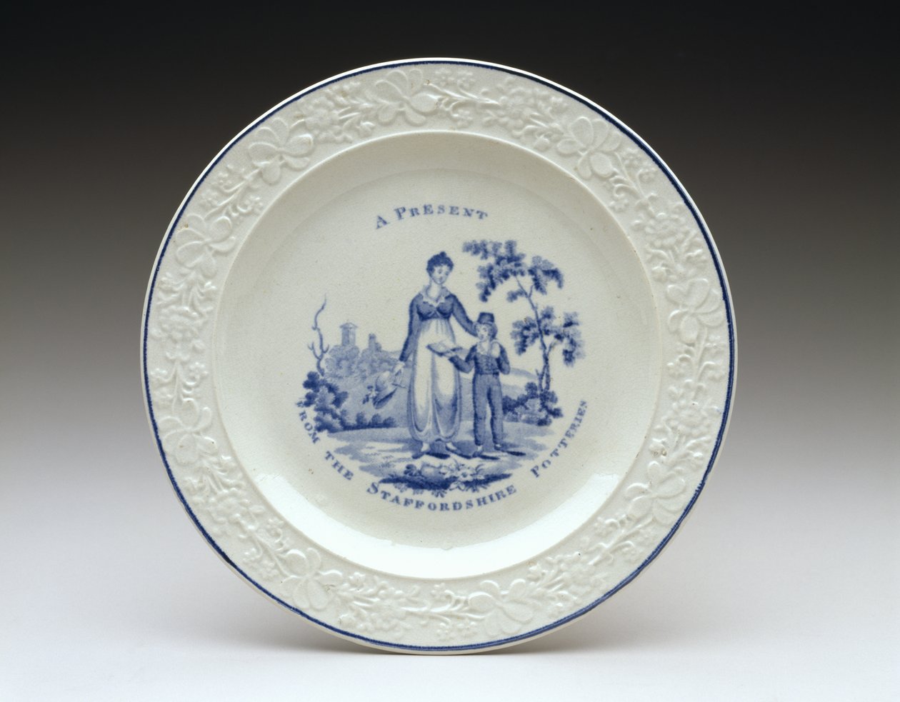 Plaka, ç. 1820 (transfer baskılı kurşun sırlı seramik) by English School
