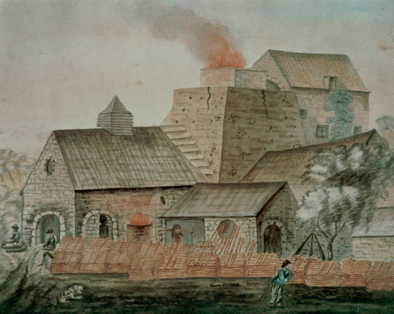 Pontygwaith Ironworks (kağıt üzerine suluboya) by English School