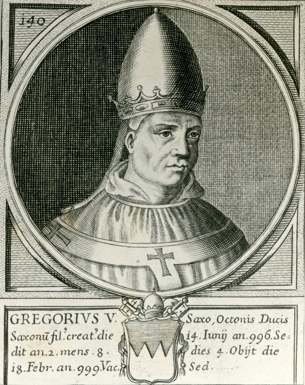 Papa Gregory V (972-999) (gravür) by English School