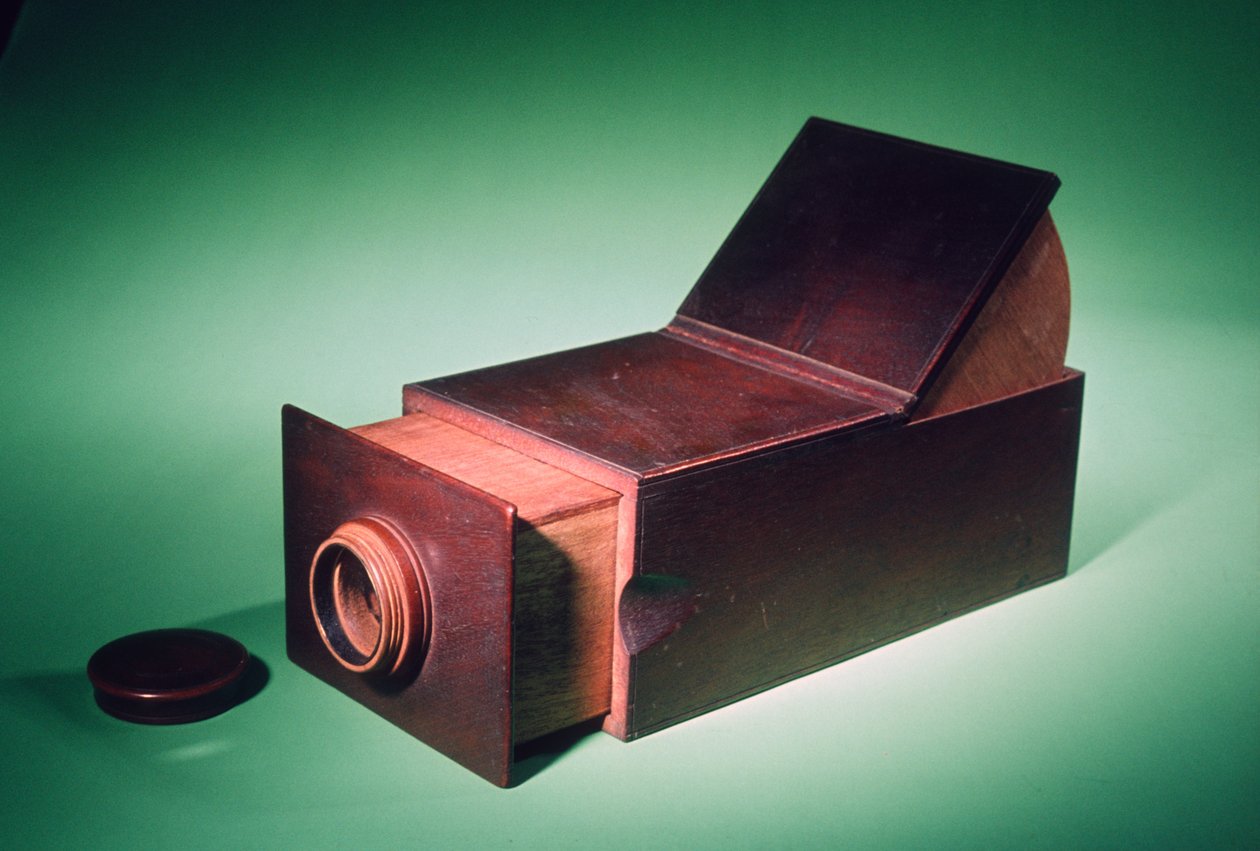 Taşınabilir sürgülü kutu kamera obscura, c.1800 (ahşap) by English School