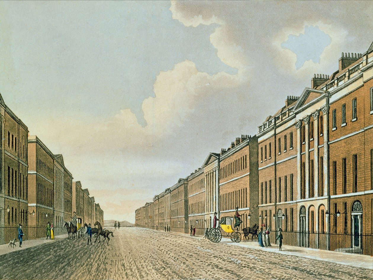 Portland Place, c.1812 (renkli aquatint) by English School