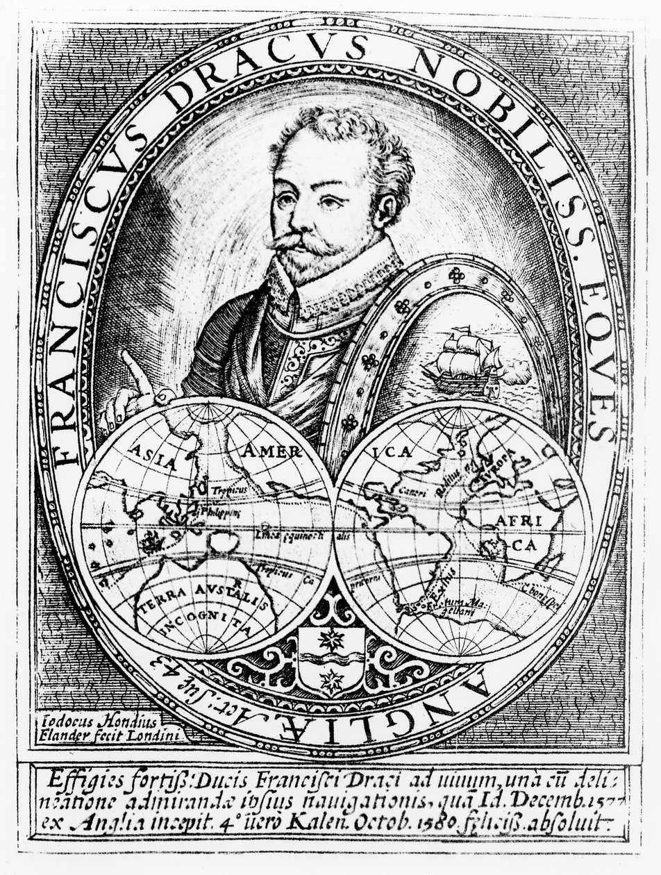 Jodocus Hondius (1567-1611) tarafından oyulmuş, 43 yaşındaki Sir Francis Drake