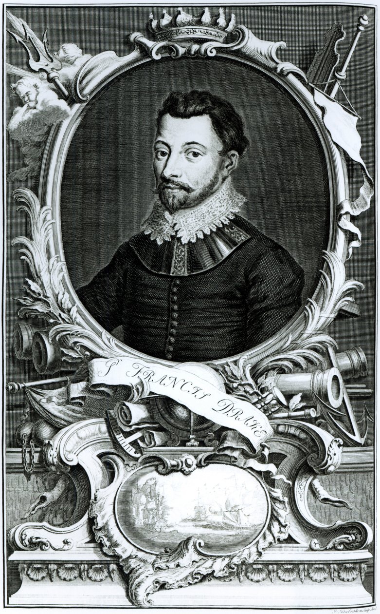 Jacobus Houbraken (1698-1780) tarafından oyulmuş Sir Francis Drake
