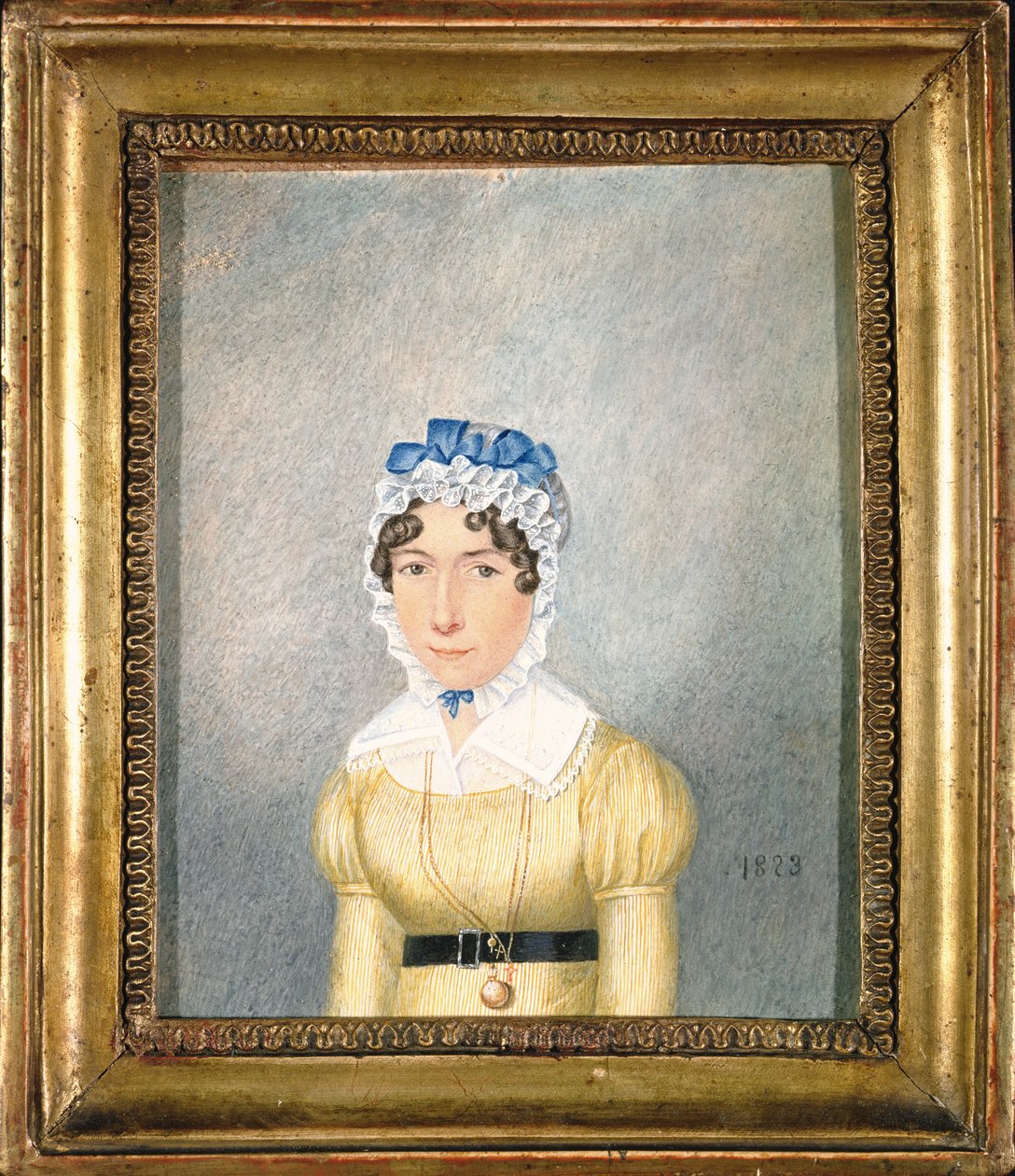 Altın Madalyonlu Bir Hanımefendinin Portresi, 1823 (kağıt üzerinde guaj ve klozet) by English School