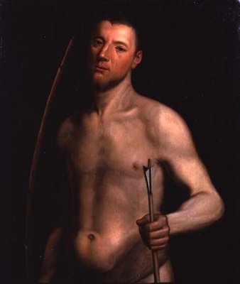 Bir Adamın Portresi, Aziz Sebastian, c.1554-60 (panelde yağlı boya) by English School