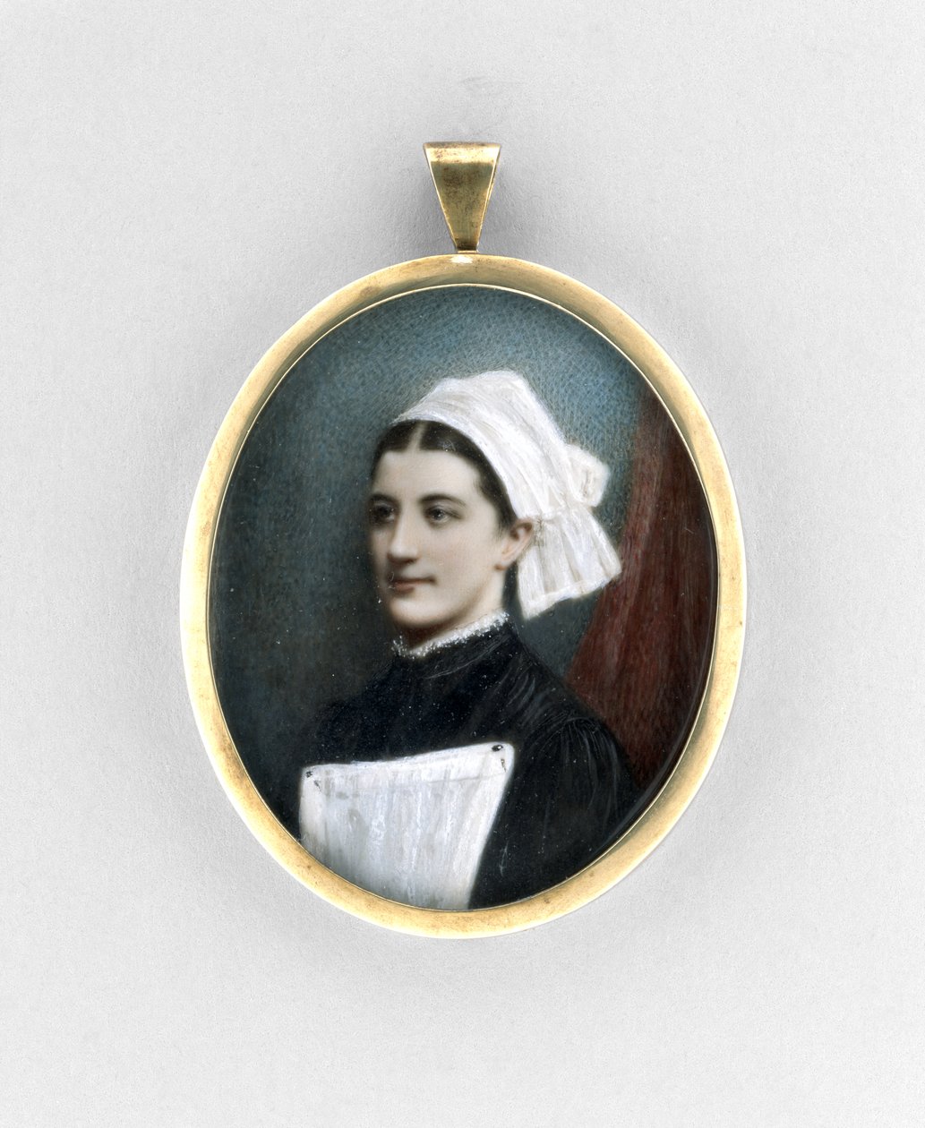 Bir Hemşire Portresi, c.1840 (fildişi, yaldız ve cam üzerine suluboya) by English School