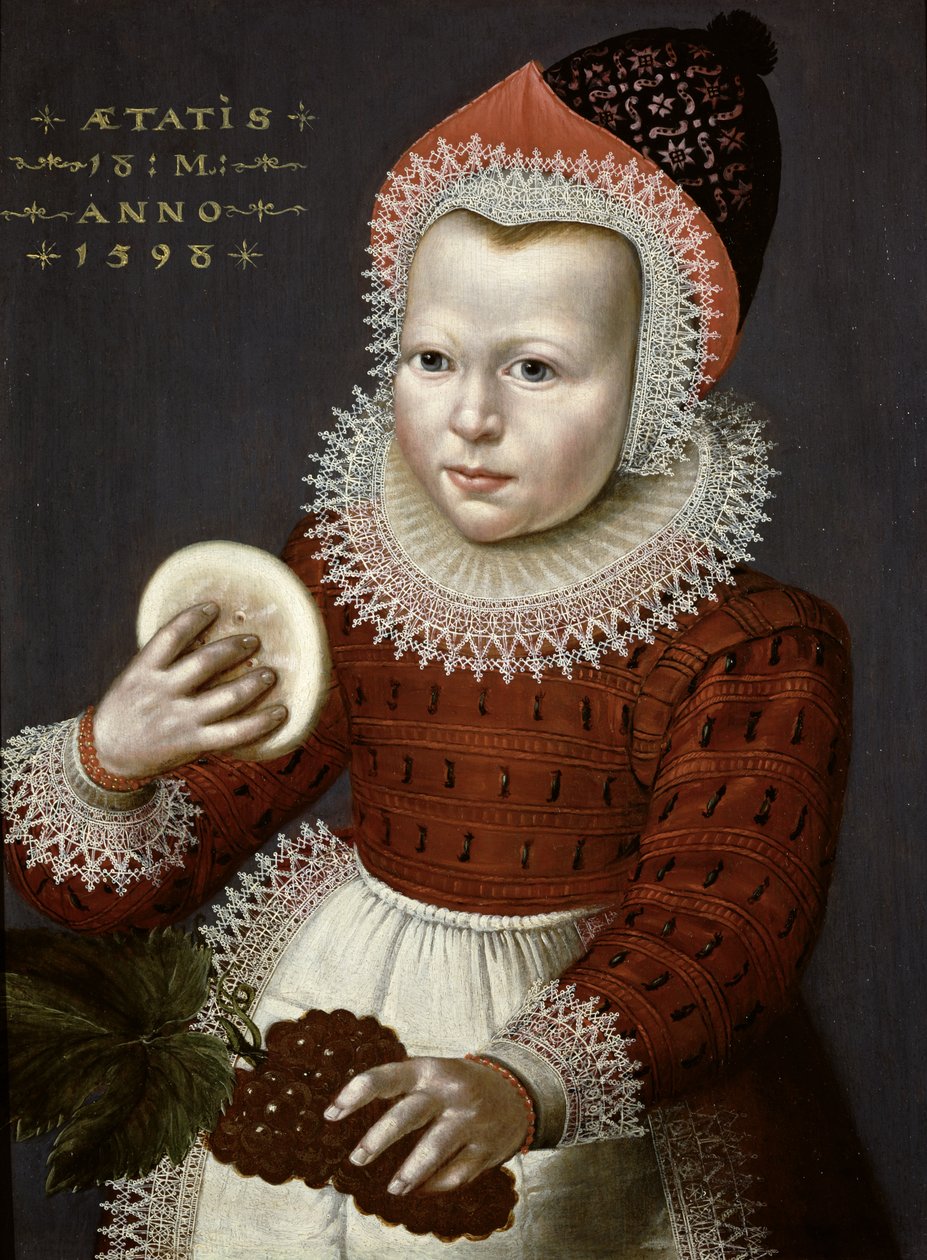 Ekmek ve Üzüm Tutan Genç Bir Kızın Portresi, 1598 by English School