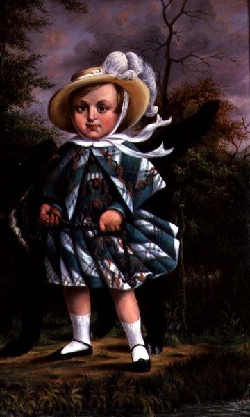 Siyah köpekli çocuk portresi, c.1830 by English School