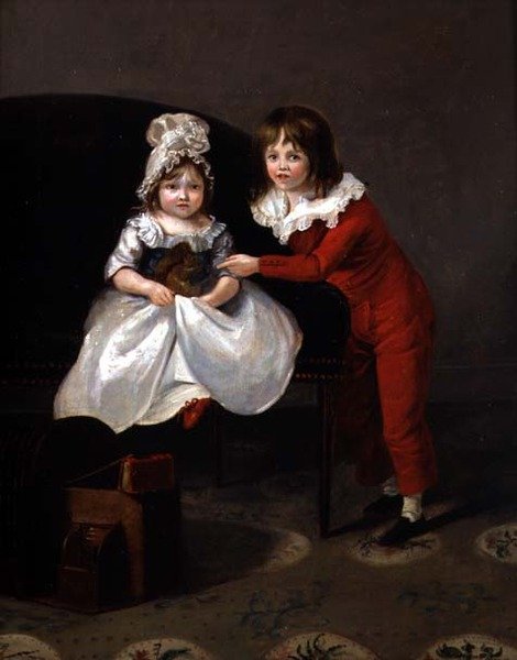 Sincaplı iki çocuğun portresi, 1800 dolayları by English School