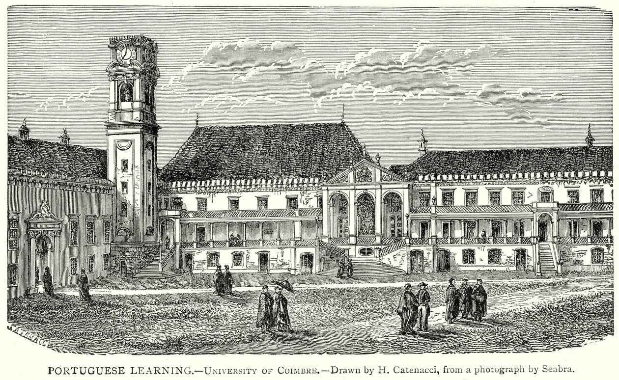 Portekizce öğrenimi. - Coimbre Üniversitesi (gravür) by English School
