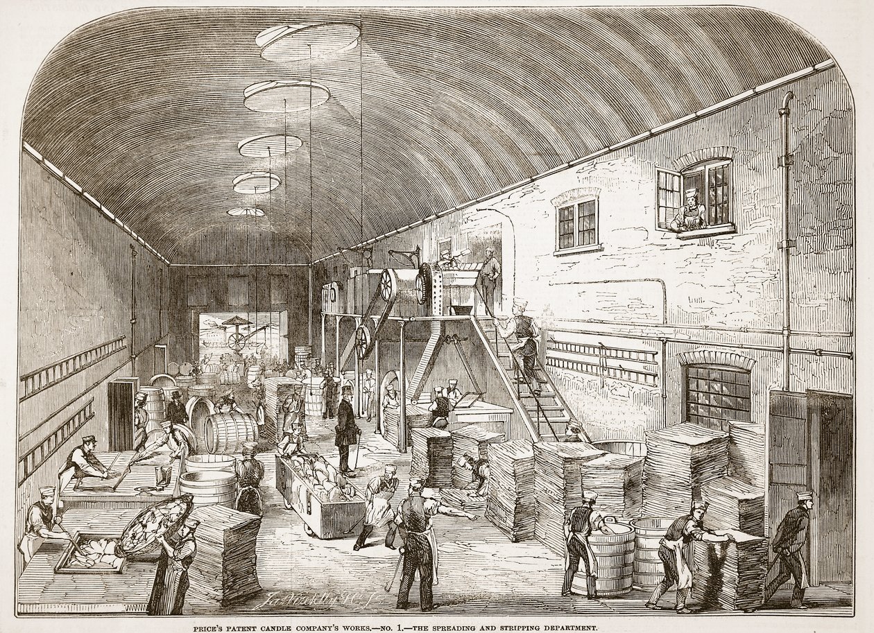 Fiyatlar Patent Candle Companys Works, No.1: The Spread and Stripping Department, The Illustrated London News, 1849 by English School