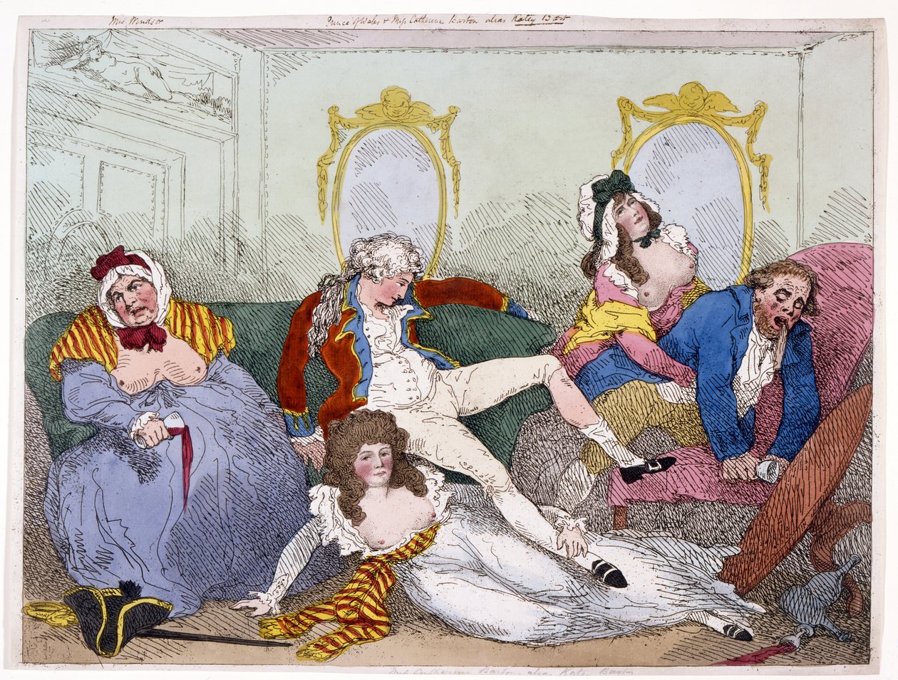 Bir Debauched Devlette Prens Regent (el renkli gravür) by English School