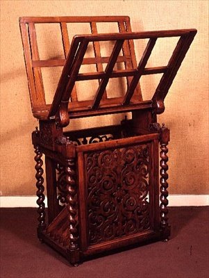 Baskı standı, ceviz, arpa büküm sütunlu, 1850-60 by English School