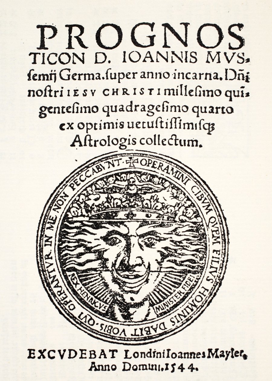 1544 için Öngörü, Jo tarafından. Mussemius, J. Mayler tarafından basılmıştır, 1544 by English School