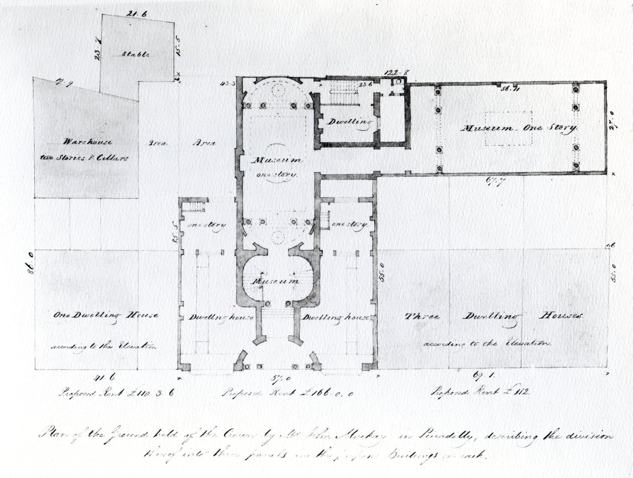 Mısır Salonu için Önerilen Kat Planı, Picadilly, 1810 (kağıt üzerine mürekkep) by English School