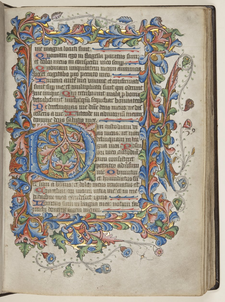 Sarumlu Zebur kullanım takvimi, c.1425-75 (parşömen üzerine mürekkep, boya ve altın) by English School