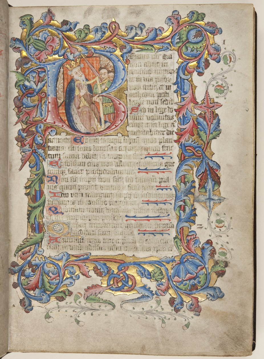 Sarumlu Zebur kullanım takvimi, c.1425-75 (parşömen üzerine mürekkep, boya ve altın) by English School