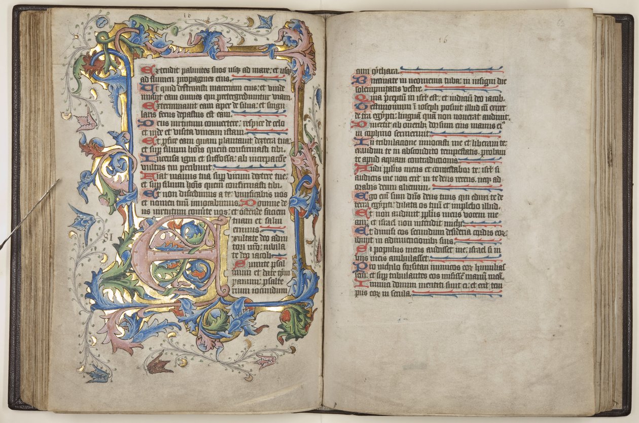 Sarumlu Zebur kullanım takvimi, c.1425-75 (parşömen üzerine mürekkep, boya ve altın) by English School