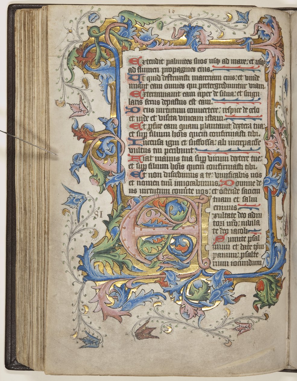 Sarumlu Zebur kullanım takvimi, c.1425-75 (parşömen üzerine mürekkep, boya ve altın) by English School