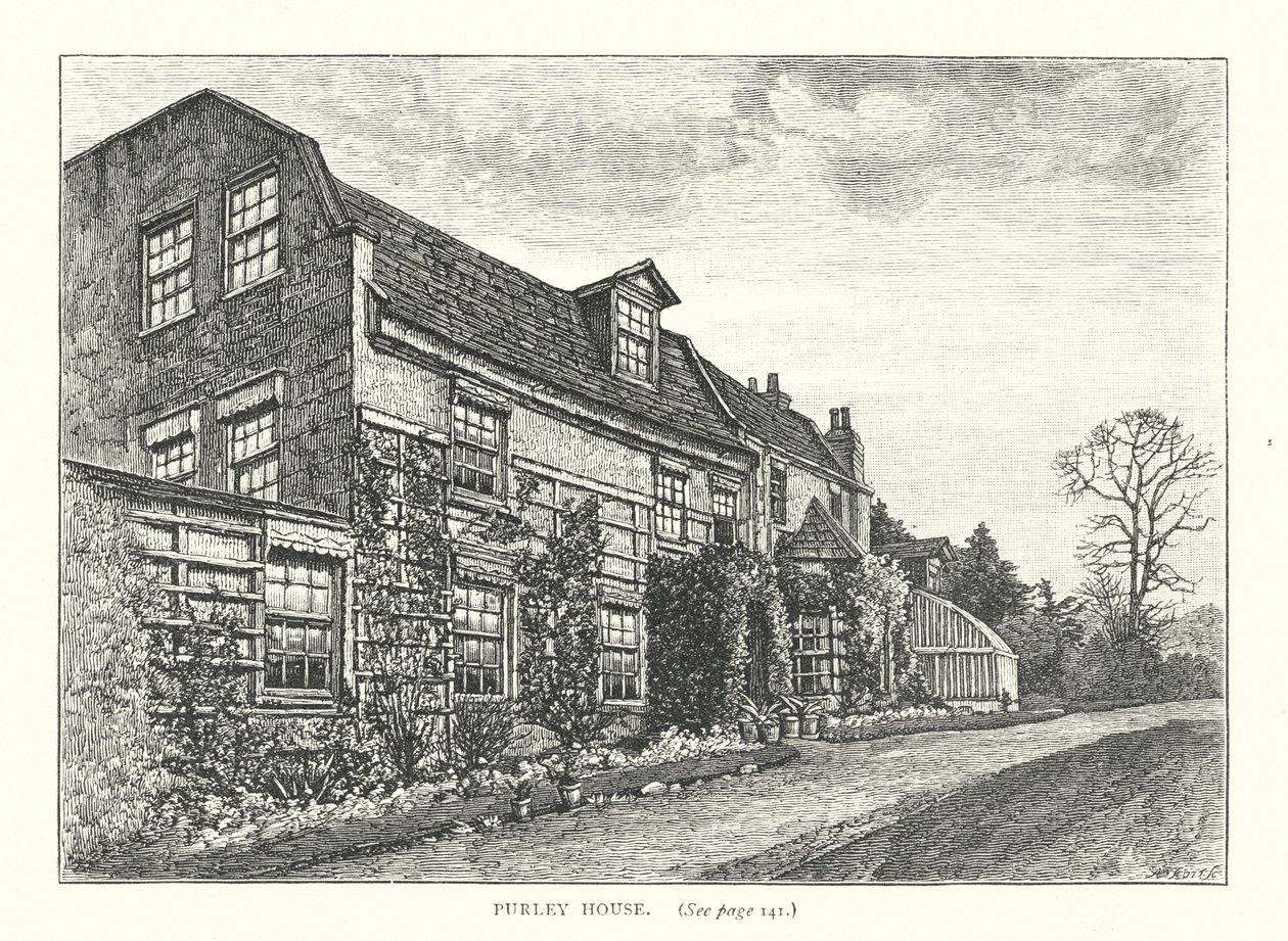 Purley House (gravür) by English School