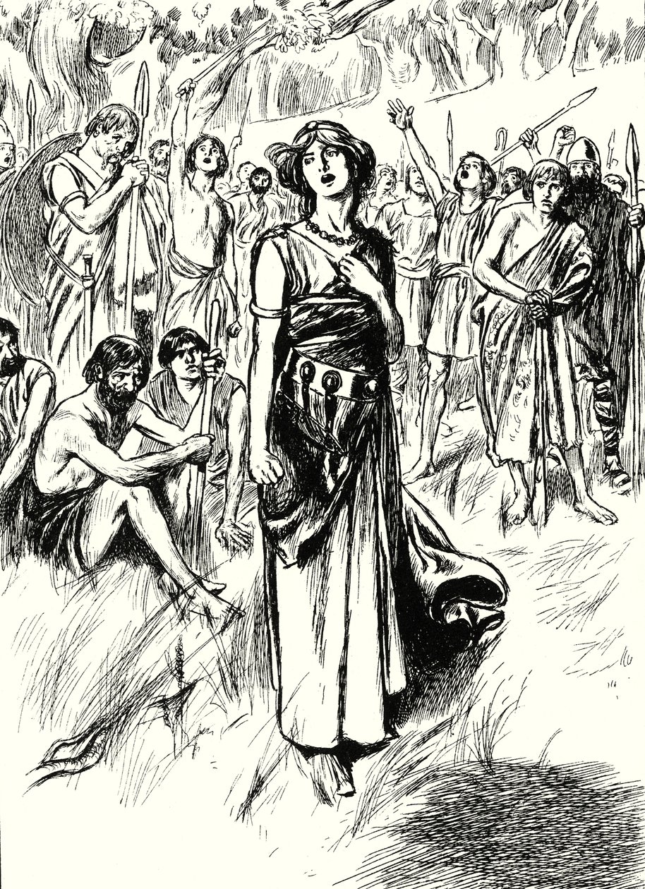Kraliçe Boadicea ve askerleri (lito) by English School