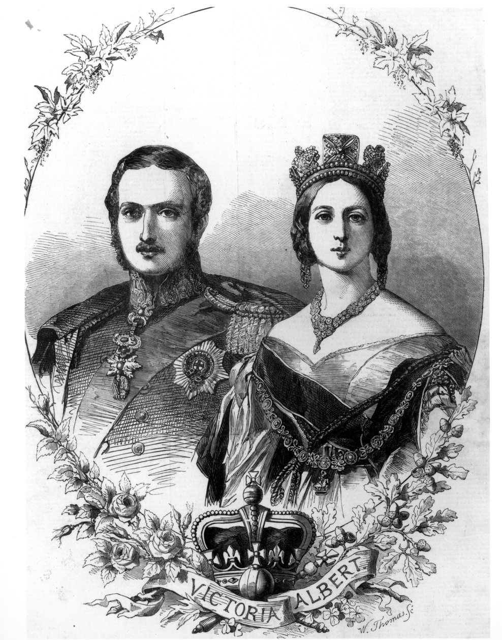 Kraliçe Victoria (1819-1901) ve Prens Albert (1819-61), W. Thomas tarafından oyulmuş, 1844 by English School